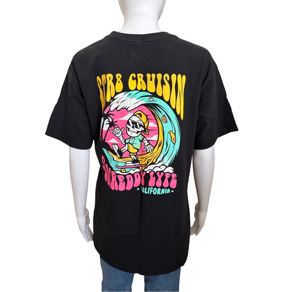 Shreddy Lyfe Str8 Cruisin Black Graphic Tee Size Medium